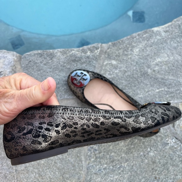 Tory Burch Leopard Print Flats with Silver and Red Accents - Picture 8 of 13